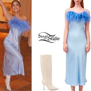 Sleeper Sleeper Boheme Feather Trim Slip Dress Elegant Ostrich Feather  Dress M